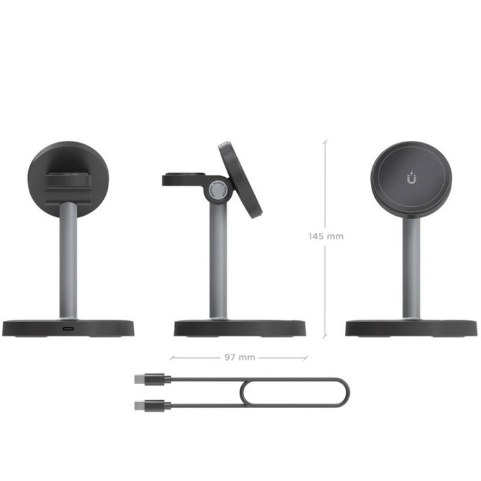 Aisens Cargador Inalámbrico 3 en 1 15W ASCH-15W3WC066-BK Negro